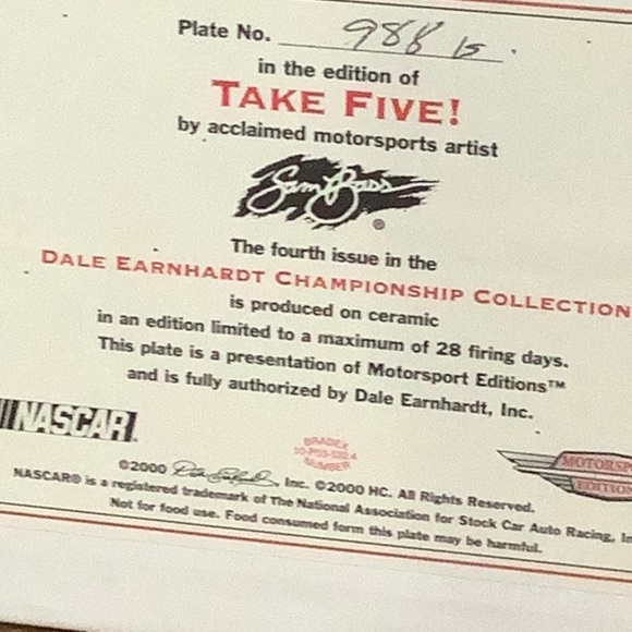 NASCAR Dale Earnhardt plate set - Picture 3 of 7
